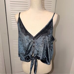 Free People Charcoal Blue Velvet Camisole Size M (B1P36)